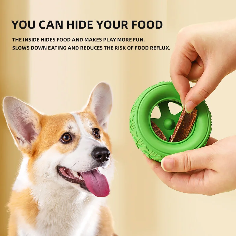 HOOPET-juguetes interactivos para perros, palo de dentición de goma Natural para cachorros, neumático de goma, ocultar comida, borde, Collie, Labrador, cachorro - imagen 2