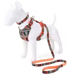 Correa de nailon para perro de estilo bohemio, collar y arnés S L, arnés para perro suave y transpirable de 4 colores, correa y collar para perro mascota