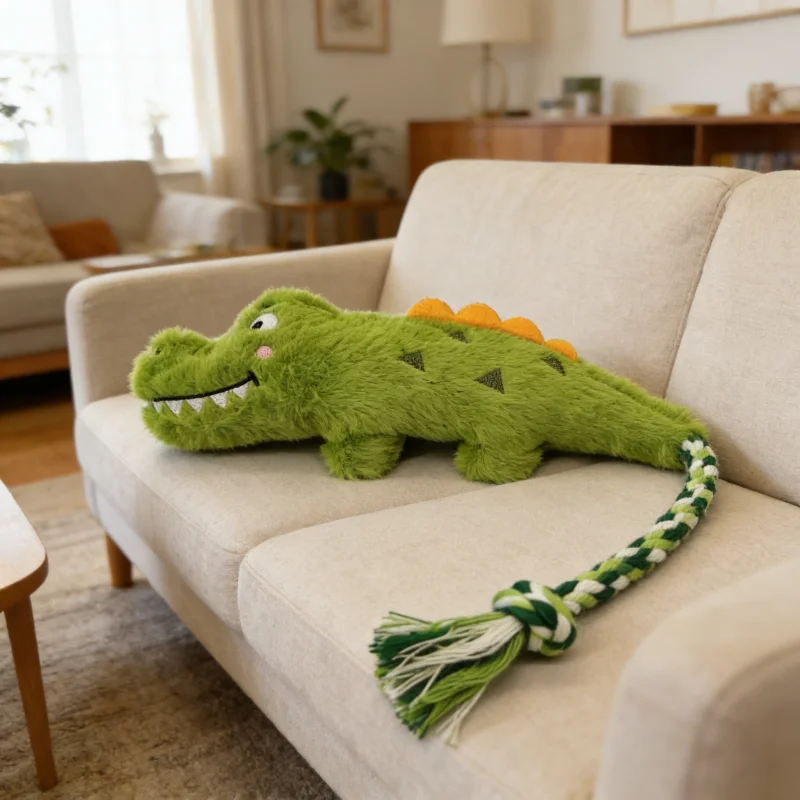 Juguete cocodrilo para cachorros – Cuerda masticable y peluche resistente - imagen 4