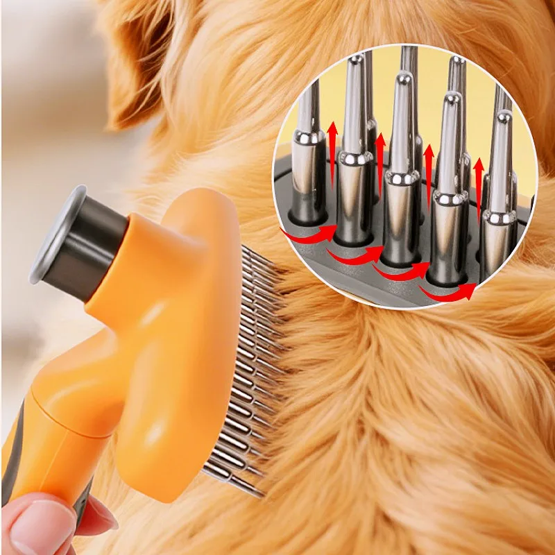 Cepillo doble fila para perros autolimpiable desenreda nudos - imagen 5