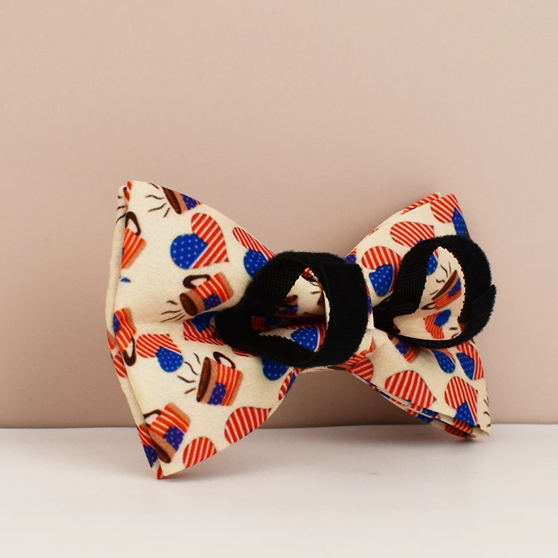 luxury collar leash dog harness custom logo ts accessories dog collar leash harness set American Flag Dog Collar with Bow tie - imagen 4