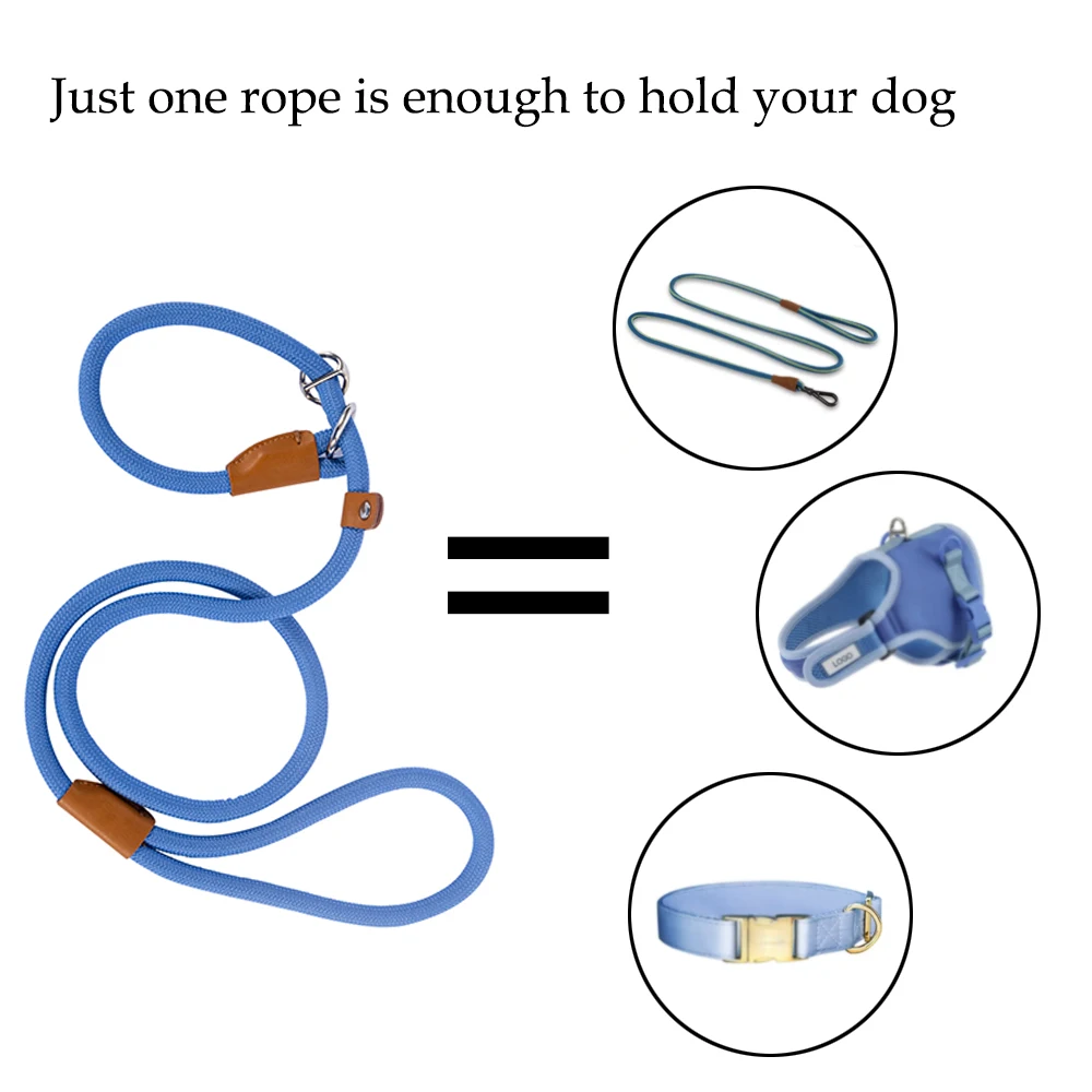 Cuerda antideslizante de nailon para perros, Collar de correa ajustable, lazo de sujeción deslizante, correa de mediana a grande, conveniente y duradero - imagen 2