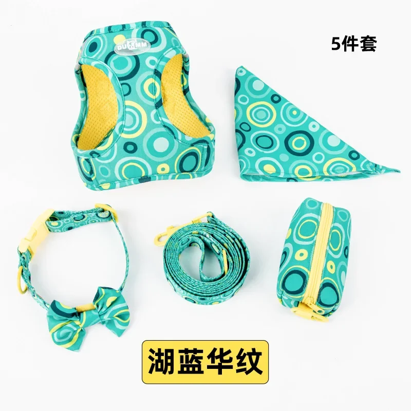 Nuevo Juego de cuerdas de tracción, correa para el pecho, toalla para Saliva, Collar, bolsa para perro, juego de cinco piezas, cuerda de tracción para perros - imagen 5