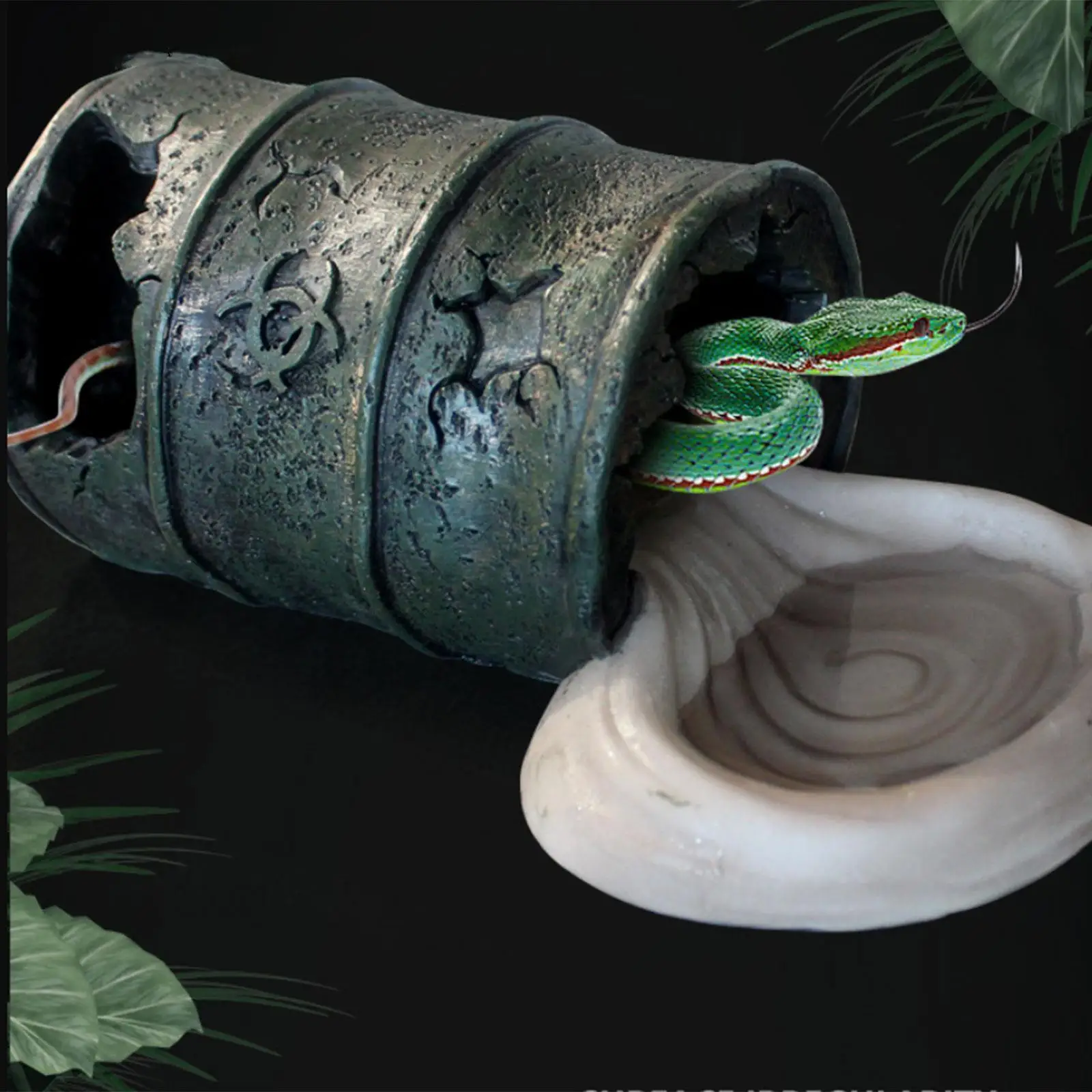 Fish Tank Hideout Pet Terrarium Decoration Bucket Reptile Simulation Water Basin Tank Accessories for Small Lizards Turtles