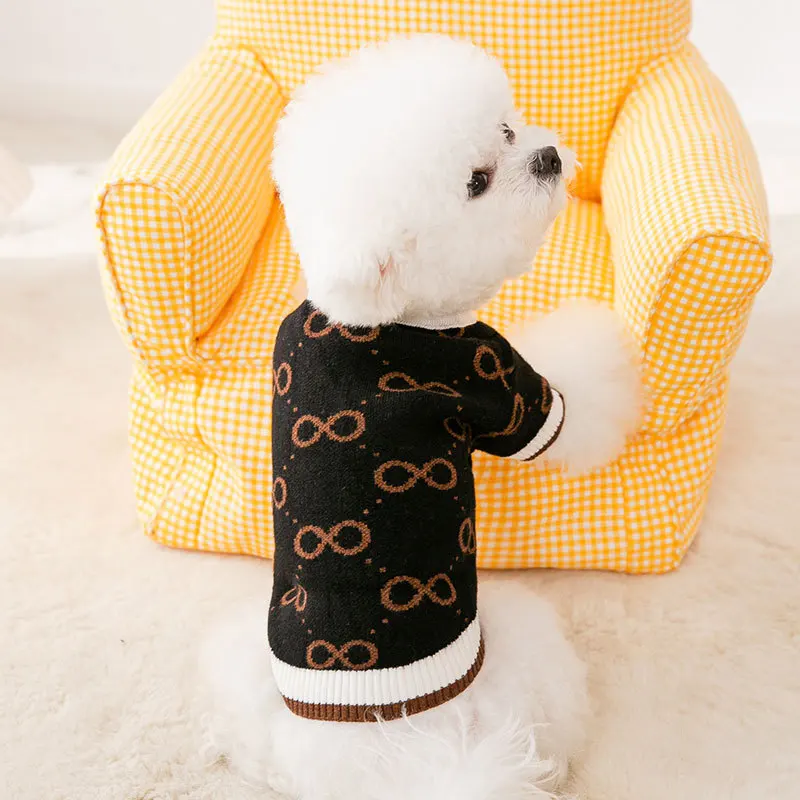 หรูหราเสื้อผ้าสุนัขสําหรับสุนัขขนาดเล็กฤดูหนาว WARM เสื้อกันหนาวสุนัข Chihuahua French Bulldog เสื้อผ้าสัตว์เลี้ยงรายการถักเสื้อสเวตเตอร์ถัก - imagen 3