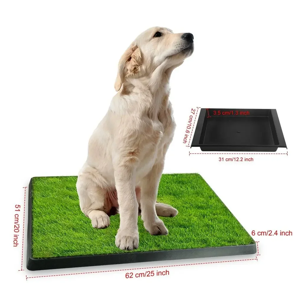 Almohadilla de caja de arena para inodoro para mascotas, orinal de entrenamiento, hierba sintética, bandeja de malla para perros, uso en interiores y exteriores, 3 capas - imagen 5