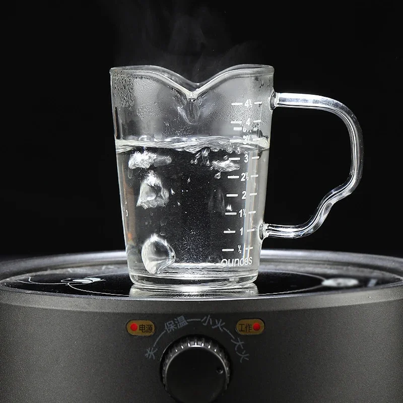 Taza medidora de vidrio de 70ml/150ml, taza medidora de café de doble boca con báscula, contenedor preciso de leche líquida para herramienta de cocina y horneado - imagen 4