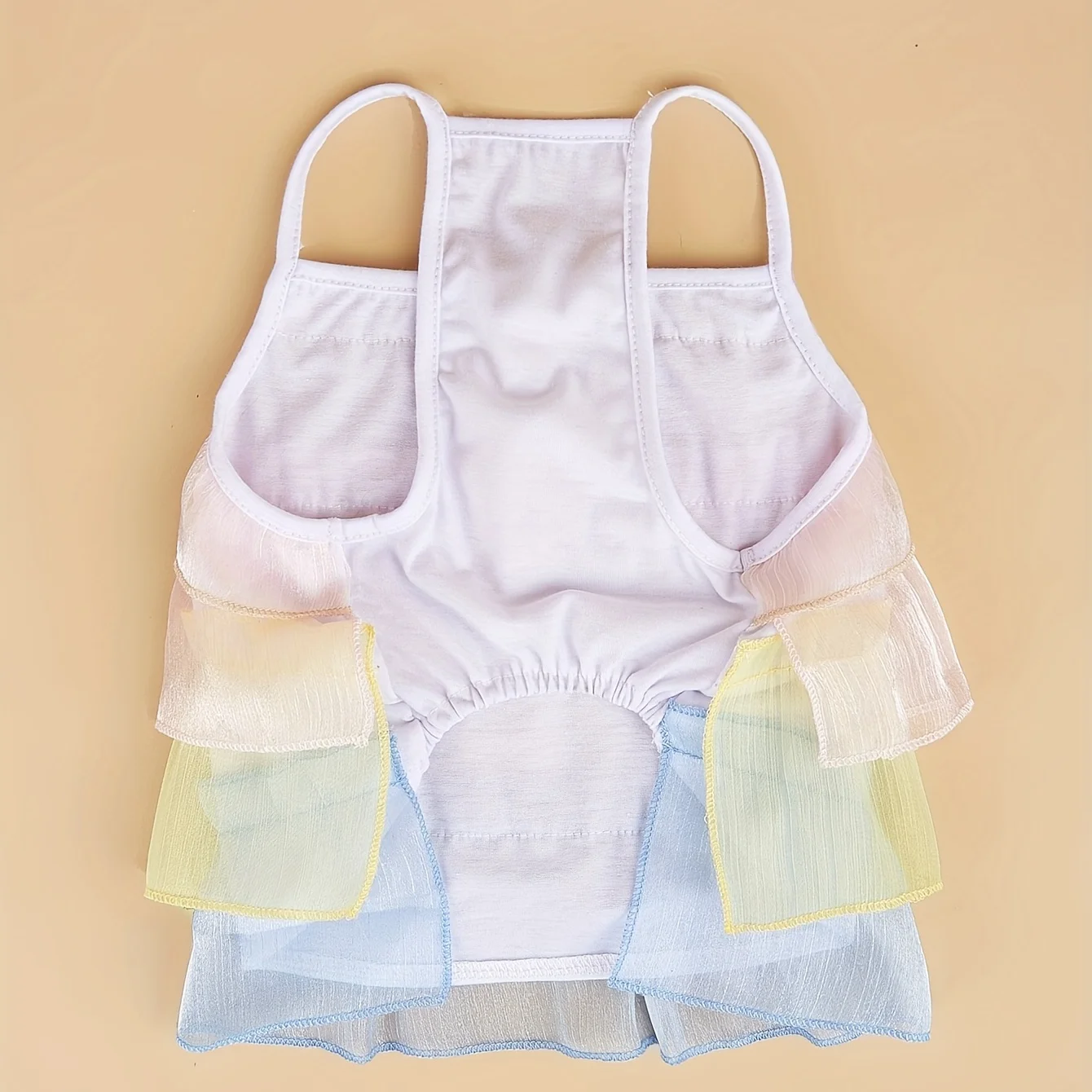 Vestido de verano para cachorros, falda escalonada de tul arcoíris, lindo traje con tirantes para cachorros, ropa de hada para mascotas con lazos, ropa transpirable para perros pequeños - imagen 4