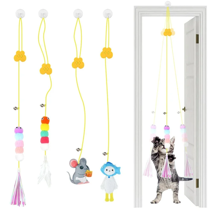 Juguetes para gatos, columpio, disco adhesivo, puerta colgante elástica, cuerda para gatos, cuerdas largas, juguete para gatos, accesorios para gatos, mascotas, gatitos - imagen 4