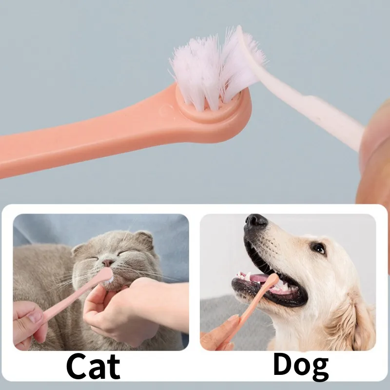 Cepillo de dientes para perros, cepillo de dientes para mascotas de cabeza pequeña, juego de 2 piezas, limpieza de dientes para perros, cuidado bucal, cepillos de dientes para cachorros, traje de cepillo de dientes para gatos con mango largo - imagen 4