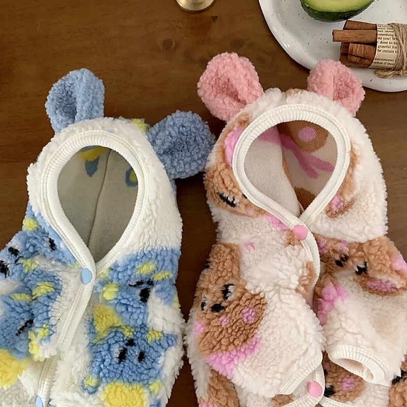 Abrigo polar con capucha para perro y mascota, ropa de invierno de Bichon, abrigo de algodón cálido, cárdigan grueso para perro pequeño, ropa navideña para cachorros