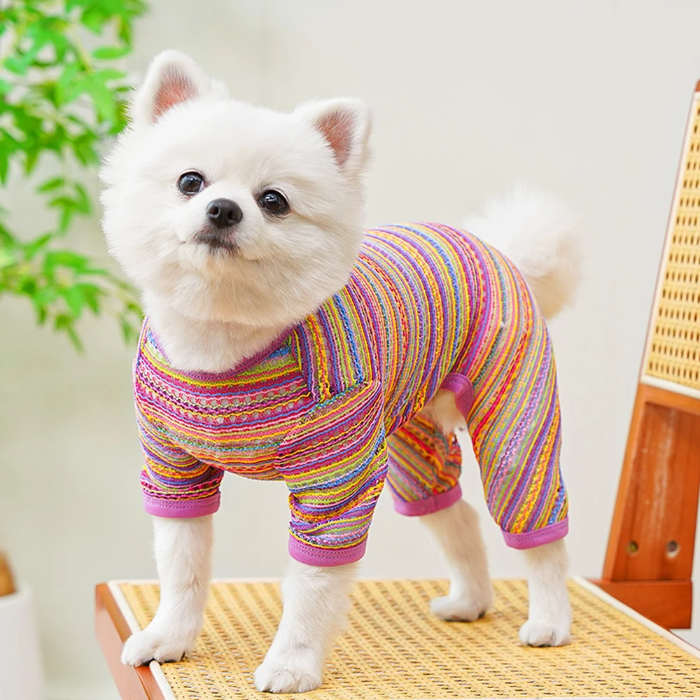 Chaleco de rayas con anilla para gatos y perros pequeños - imagen 2