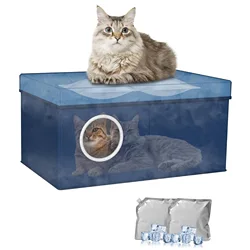 Cama nido para gatos fresca y transpirable azul - impermeable