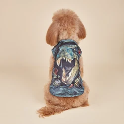 Chaleco con estampado de dinosaurio para perros pequeños