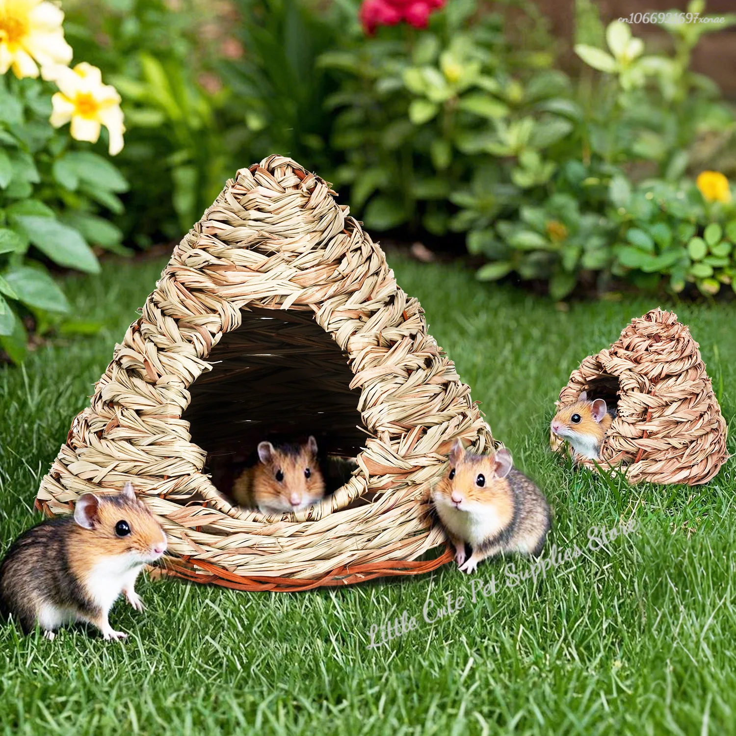 Casa nido artesanal para hámster y cobaya con hamaca integrable