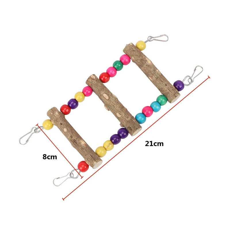 Escalera de 3/5/7, escaleras para loros y pájaros, juguete de escalada, bola colorida colgante de madera Natural, juguete para Conures, periquitos, cacatúas D9253 - imagen 4