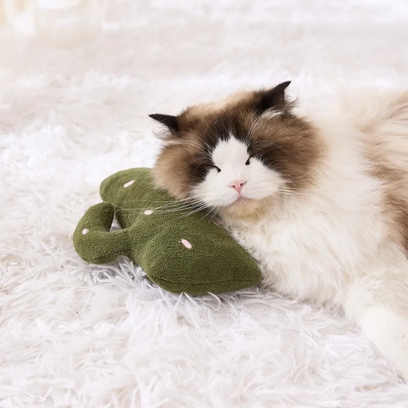 Juguetes de peluche con forma de Cactus para gatos, suministros de juego interactivos para interiores para mascotas, juguete de dientes resistente al masticable de lana para cachorros y gatitos para el hogar - imagen 4