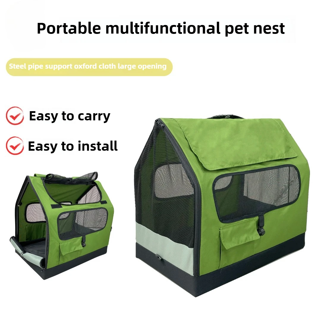 Bolsa plegable portátil para gatos, perrera para salir de mascotas, bolso transpirable de gran capacidad, se puede combinar con remolque, bolsa de viaje para mascotas