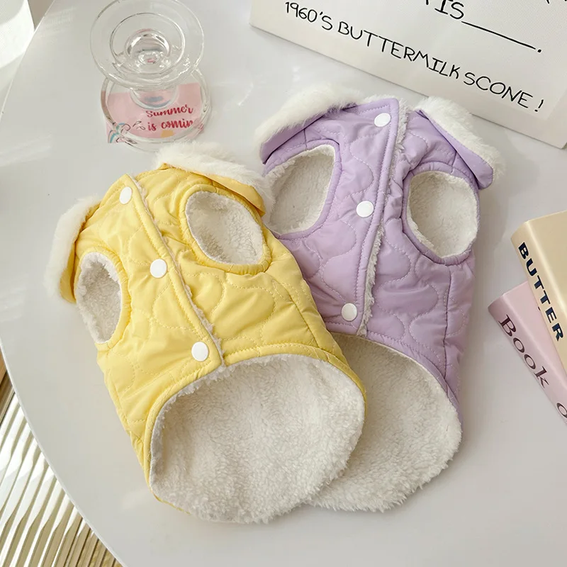 Abrigo grueso de dibujos animados para otoño e invierno, abrigo de retales de lana de cordero, Parkas cálidas para gatos, ropa para mascotas, perros pequeños y medianos - imagen 2