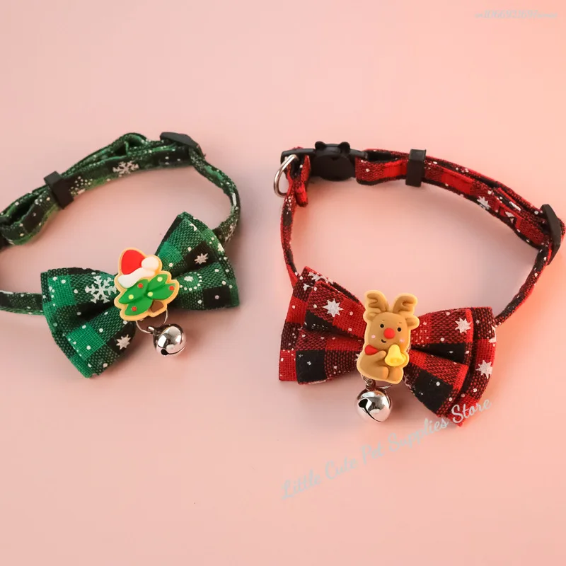 Collar ajustable para gatos, Collar navideño para mascotas con campanas y lazos, decoración colgante pequeña para evitar perdidos para gatos y cachorros - imagen 3