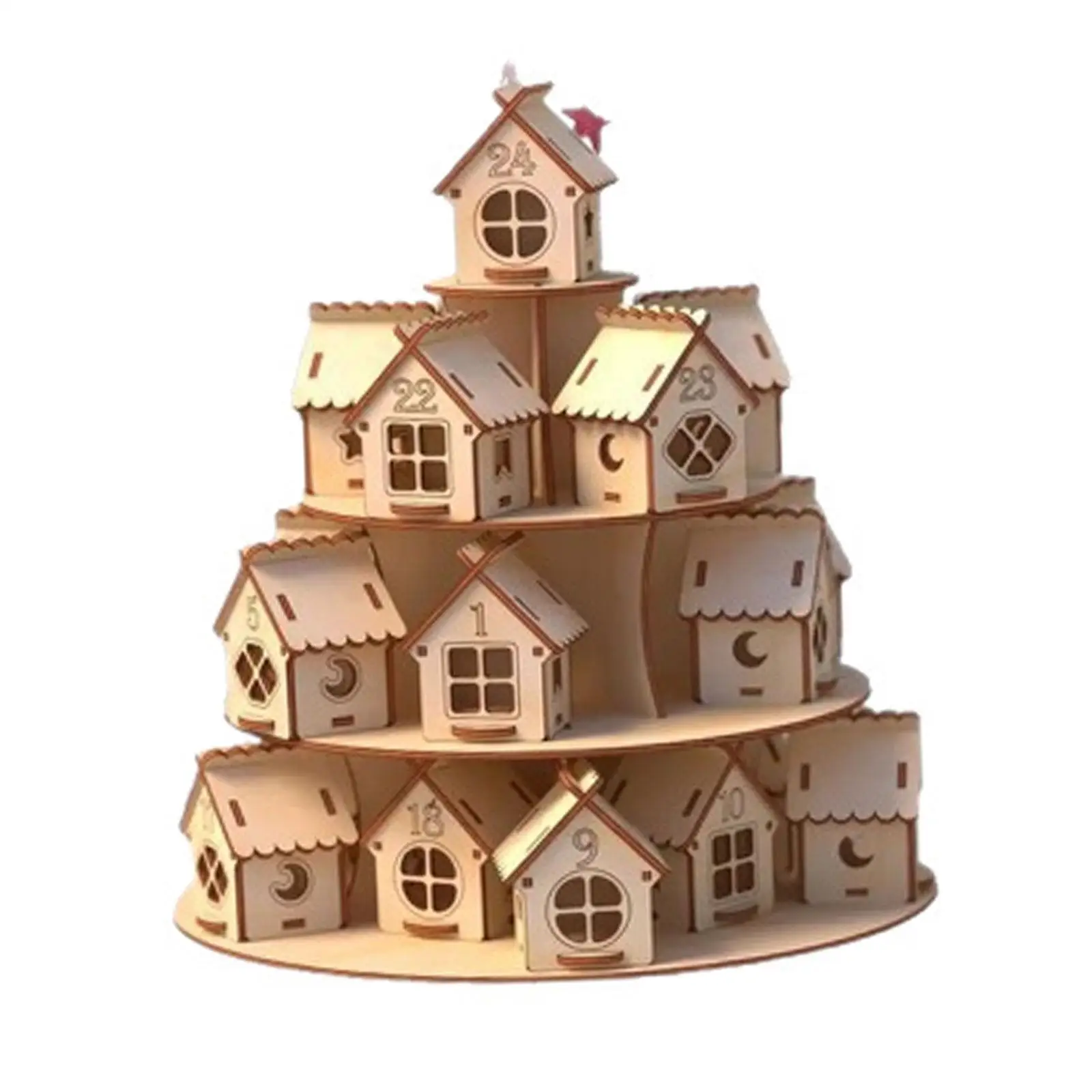 24 Day Advent Calendar Holiday Decor Wooden House for Holiday Xmas New Year 24 Day Advent Calendar Holiday Decor Wooden House for Holiday Xmas New Year