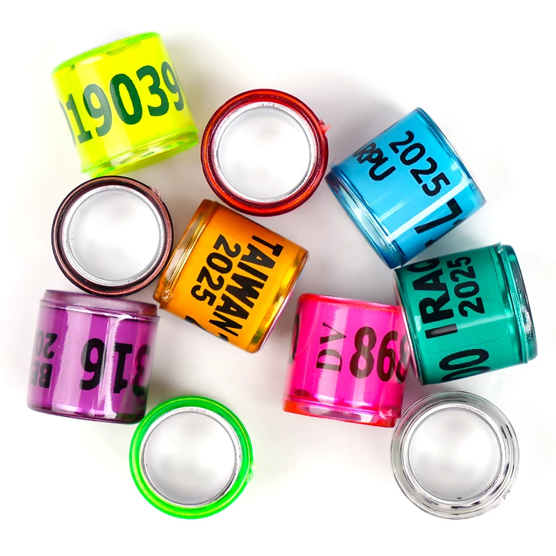 100 Uds 2026 anillo de pie de Paloma de plástico de aluminio con número letra pájaro pierna signo anillos Fly Race identificación círculo peregrino - imagen 5