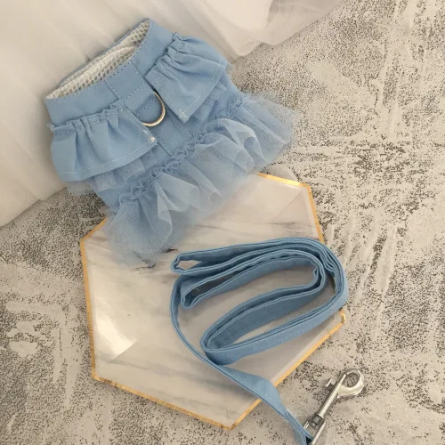 Ropa para perros, chaleco fino de primavera, falda, correa para el pecho, cuerda de tracción, gato, Teddy, perro pequeño, Collar para perro, accesorios para cachorros - imagen 4