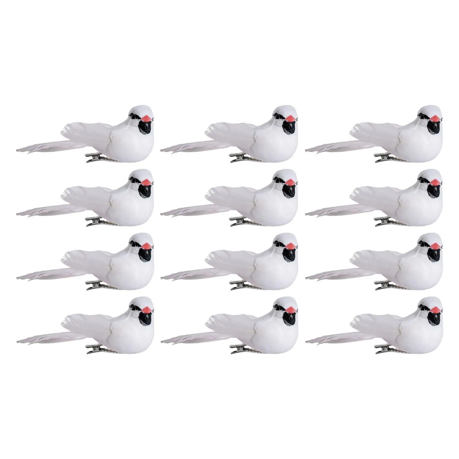 12 Pieces Artificial Birds with Clip Simulation Birds Ornaments for Fairy Garden