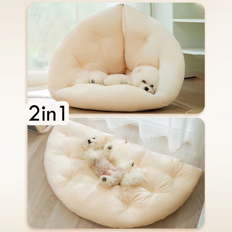 Camas para gatos y perros pequeños, nido triangular para mascotas, Ultra suave, autocalentamiento, cama para dormir, cueva calmante para mascotas, 2 en 1 - imagen 4
