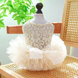 Vestido de gasa con lazo para perros y gatos – Elegante para bodas