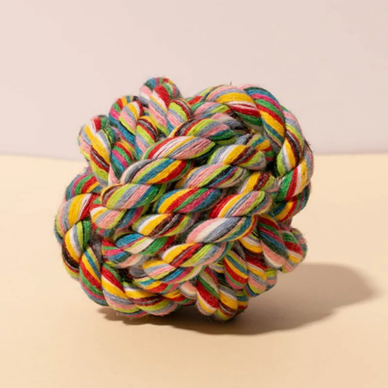 Pelota tejida de algodón para perros, cuerda resistente a las mordeduras, Bola de nudo, juguete de molienda de dientes, bolas de entrenamiento para cachorros - imagen 3