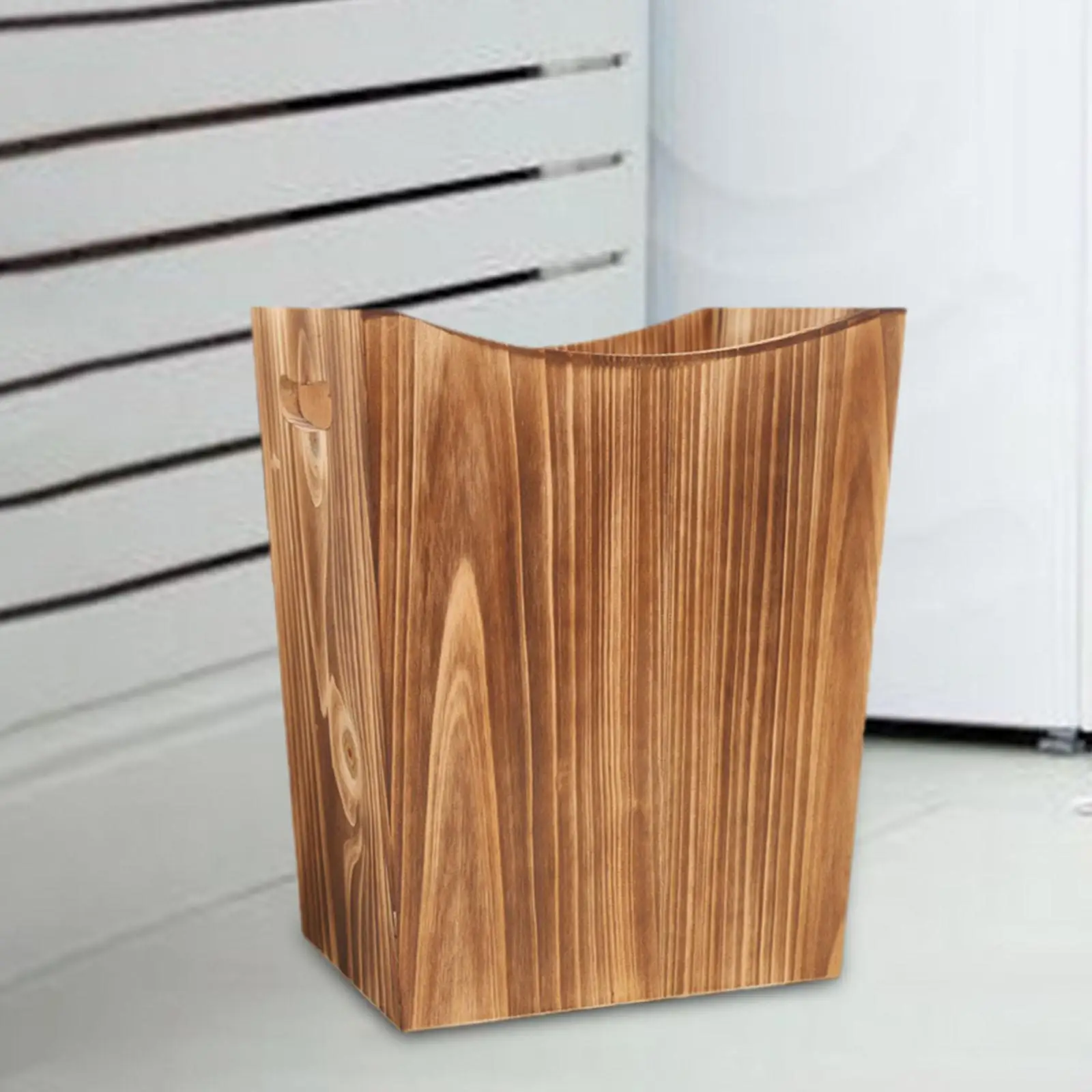 Wooden Trash Can Waste Basket Household with Handles Paper Basket Open Top Waste Bin for Dorm Bathroom Kitchen Bedroom Decor
