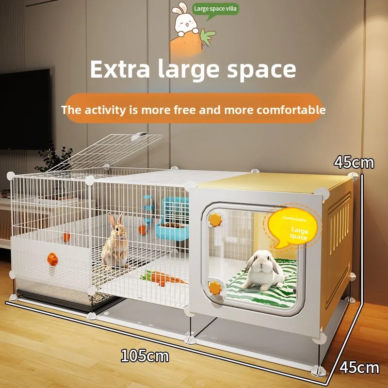 Jaula de valla de hierro para conejos, inodoro integrado grande, conejillo de indias holandés, jaula para conejos, Villa, animales pequeños, productos para mascotas, jaulas, accesorios - imagen 3