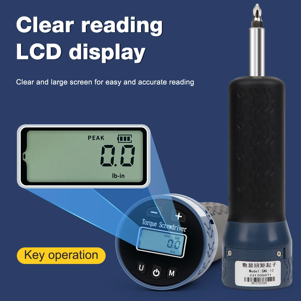 Destornillador de torsión Digital, medidor de torsión preestablecido portátil, llave dinamométrica de 1,2-12N.m, herramientas de reparación de accionamiento de 1/4 pulgadas para bicicleta y coche - imagen 4