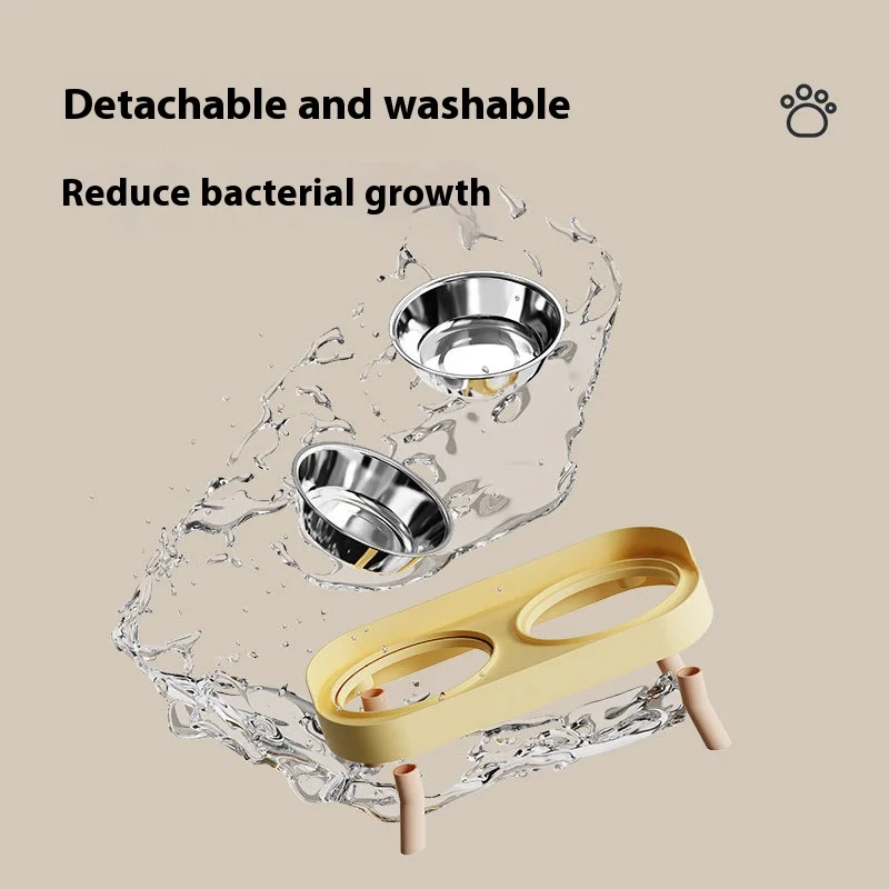 Cuenco para perros y gatos de acero inoxidable de primera calidad, comedero para mascotas con doble diseño antidesprendimiento y base antideslizante y soporte elevado para el cuello - imagen 3