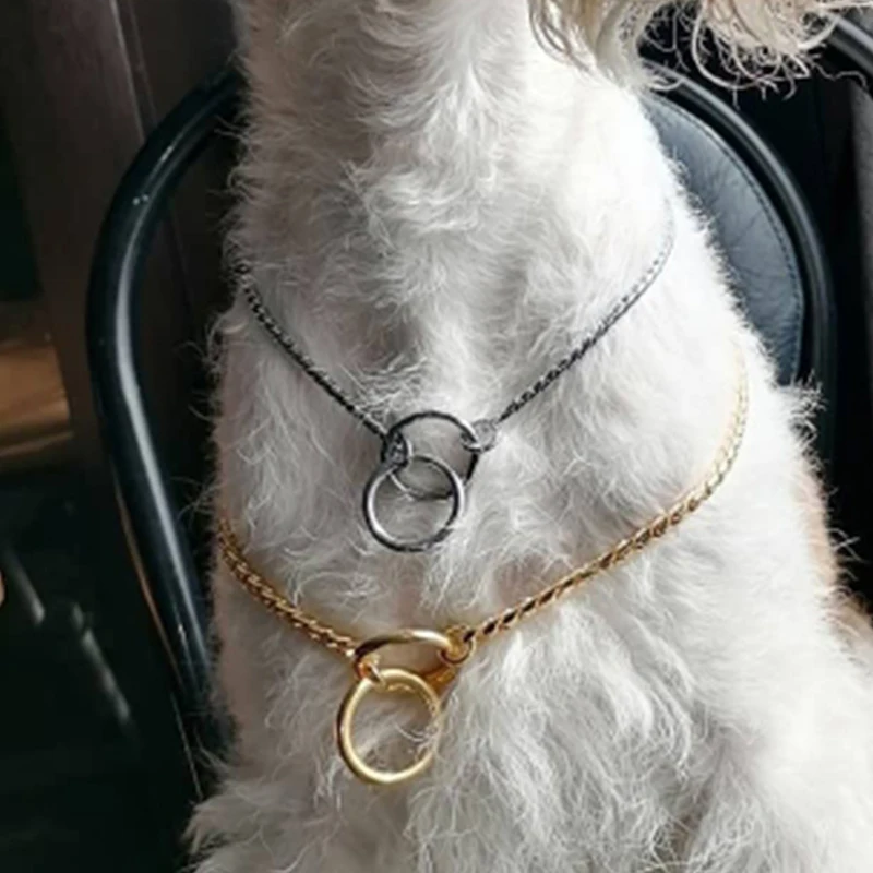 Collar de cadena de Metal para perro, Gargantilla fuerte para mascotas, cadena de serpiente, decoración ajustable, Collar para mascotas para perros pequeños, medianos y grandes - imagen 3