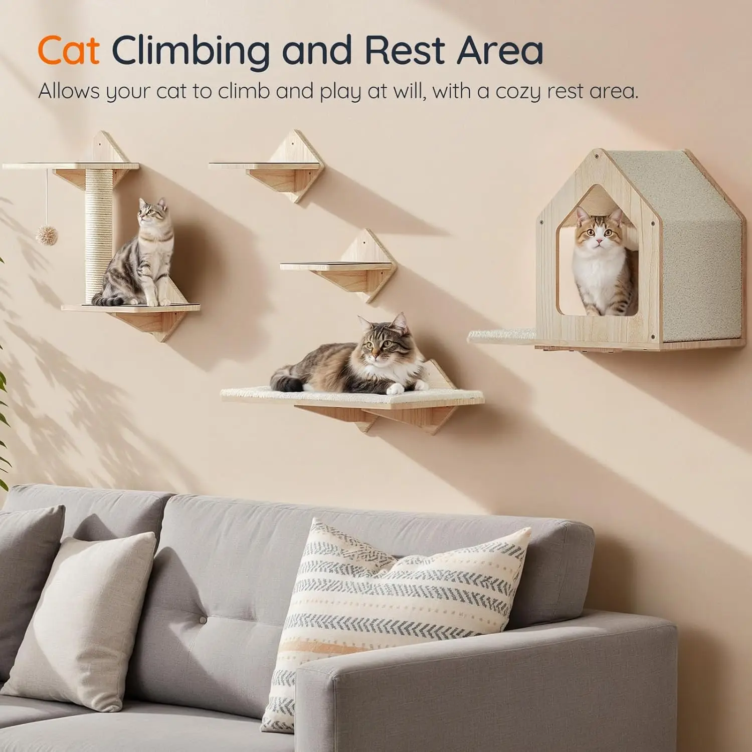 Arbol para gatos con rascador y zonas de descanso seguras y comodas - imagen 2