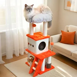 Marco de escalada para gatos integrado, nido de cápsula espacial, estante de madera para mascotas, Pilar de cielo grande, tablero rascador para gatos, juguetes para mascotas