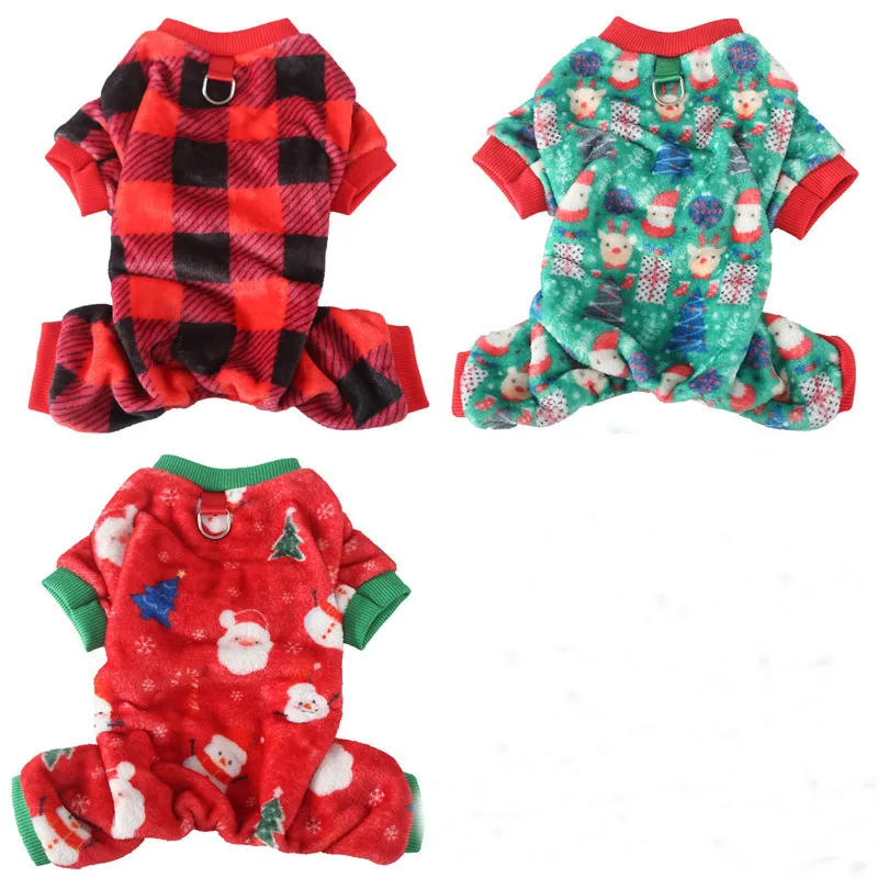 Ropa estampada para perros, disfraz de Navidad de invierno para perros, monos de lana, mono para cachorros, pijamas para perros pequeños, caniche, Pug XS - imagen 2