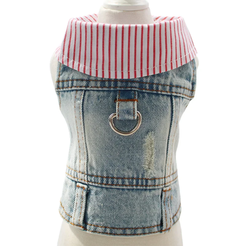 Chaqueta vaquera para perros pequeños y medianos, gatos, niños y niñas, trajes para mascotas, chaleco vaquero desgastado para Shih Tzu Chihuahua Yorkie Teacup - imagen 2