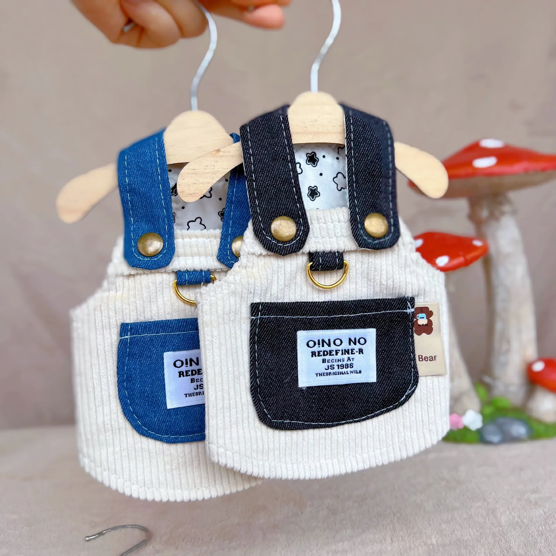 Falda de pana versátil para mascotas, ropa de bolsillo de vaquero para perros, oso de peluche, gato, Otoño e Invierno - imagen 2