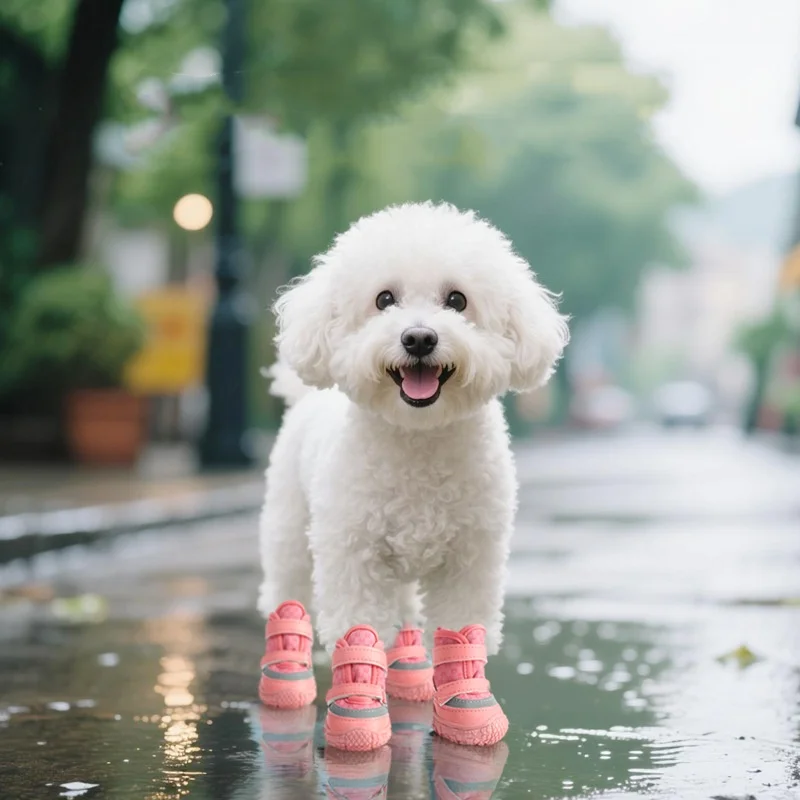 Botines de invierno para cachorros para perros pequeños, botas ajustables con Velcro para mascotas, protectores de patas con suela antideslizante, impermeables, paquete de 4 zapatos para perros - imagen 4