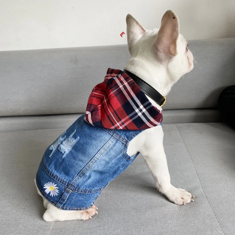 Chaqueta vaquera deshilachada para perro, chaleco con solapa para perros pequeños, camisa vaquera azul, ropa para cachorro, disfraz de Chihuahua, primavera de 2020 - imagen 3