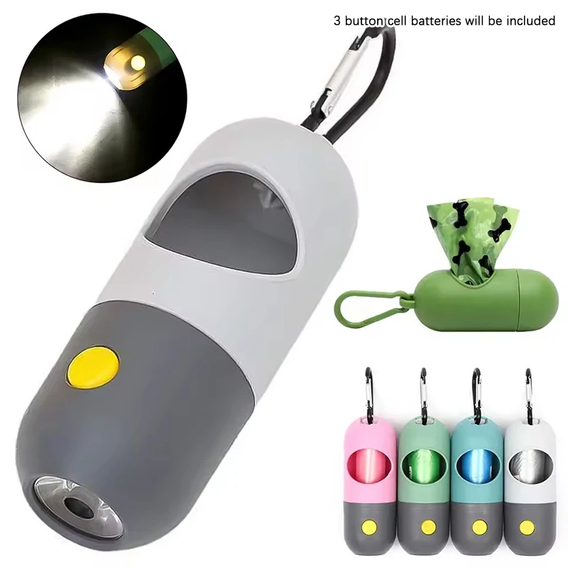 Dispensador de bolsas para excrementos de perros con luz Led, bolsa de basura degradable para exteriores, bolsas de basura portátiles para mascotas, suministros de limpieza para perros y gatos, accesorios - imagen 2
