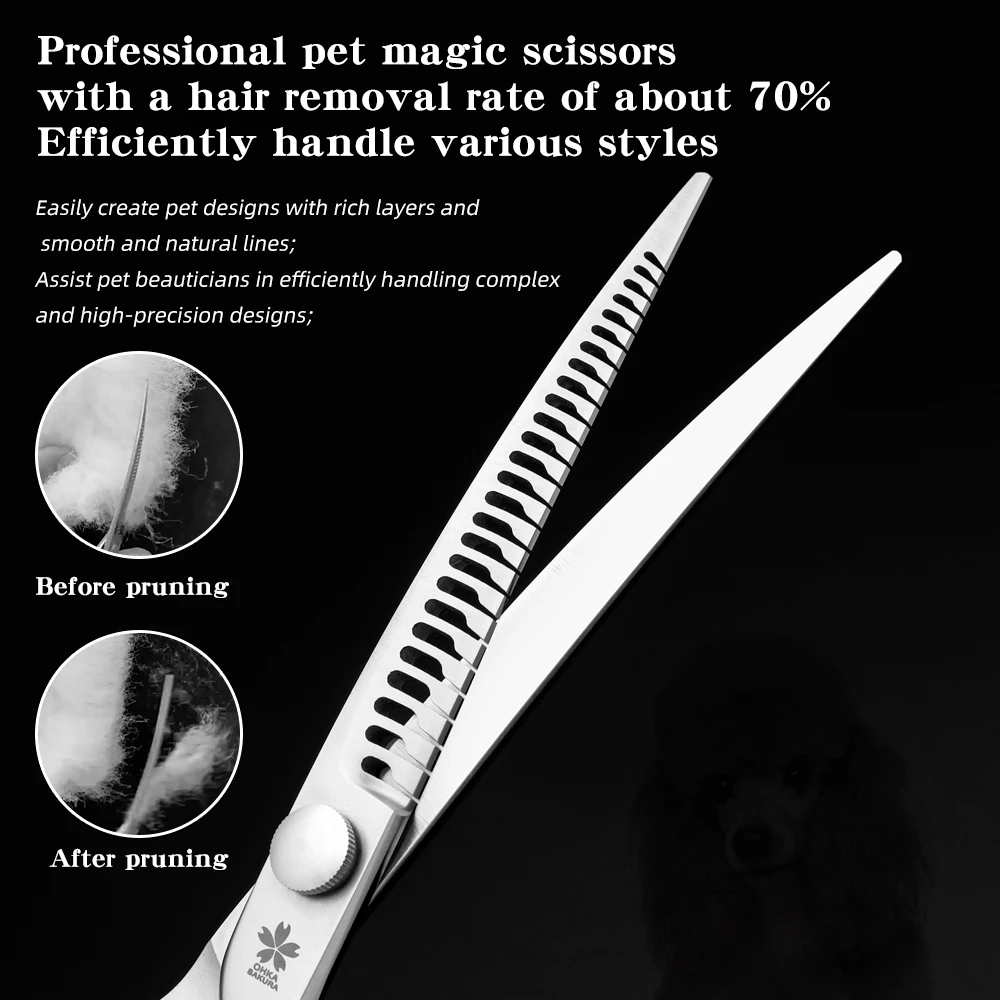 Tijeras mágicas dobladas, tijeras profesionales de belleza para mascotas, tienda de esteticista para recortar acero VG10, recorte Natural de 7,25 pulgadas - imagen 3