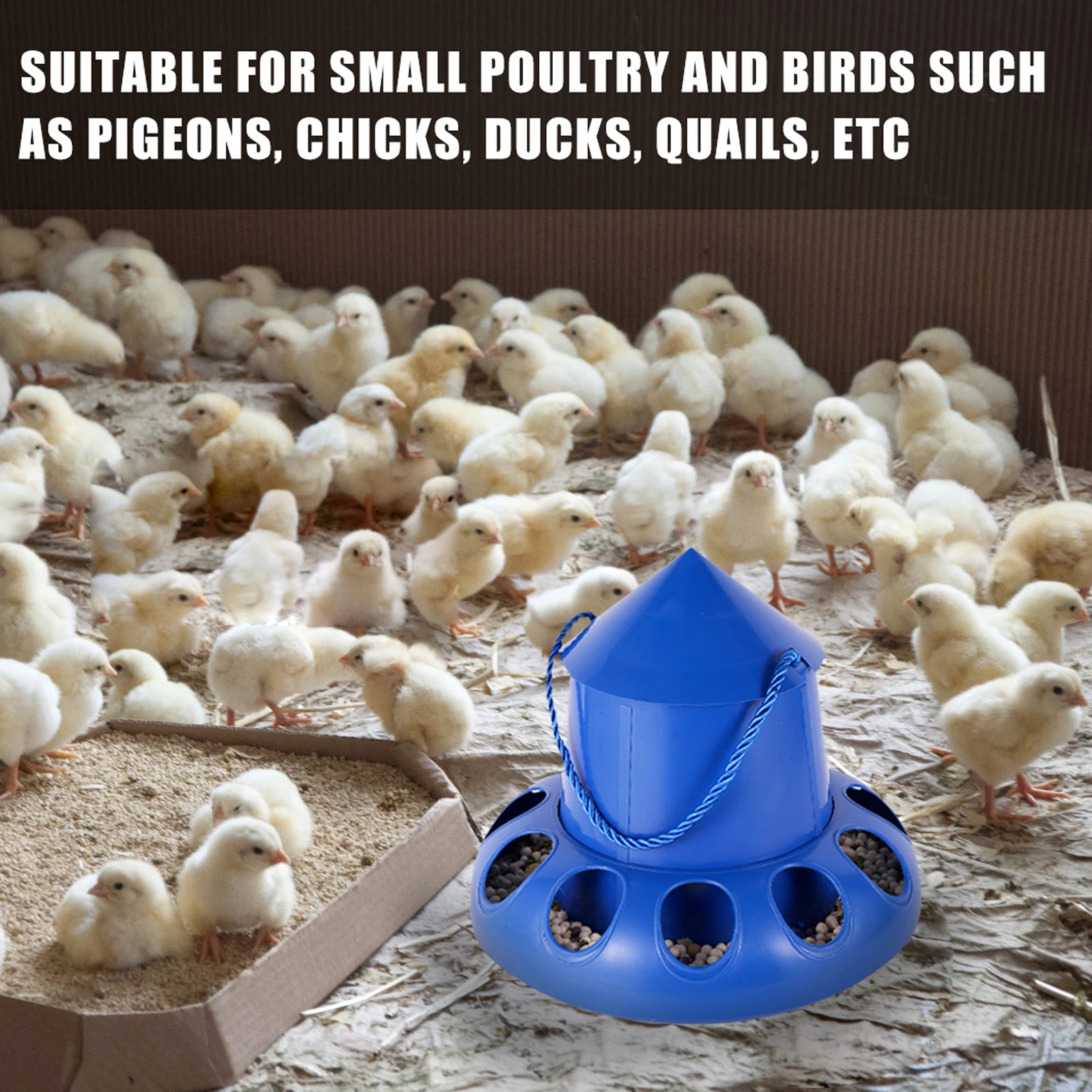 Alimentador automático de palomas y pollos, Cubo de alimentación de aves, dispensador de alimentos de 11 agujeros para pollo, Paloma, codorniz, gallina, periquito, 1 unidad - imagen 5