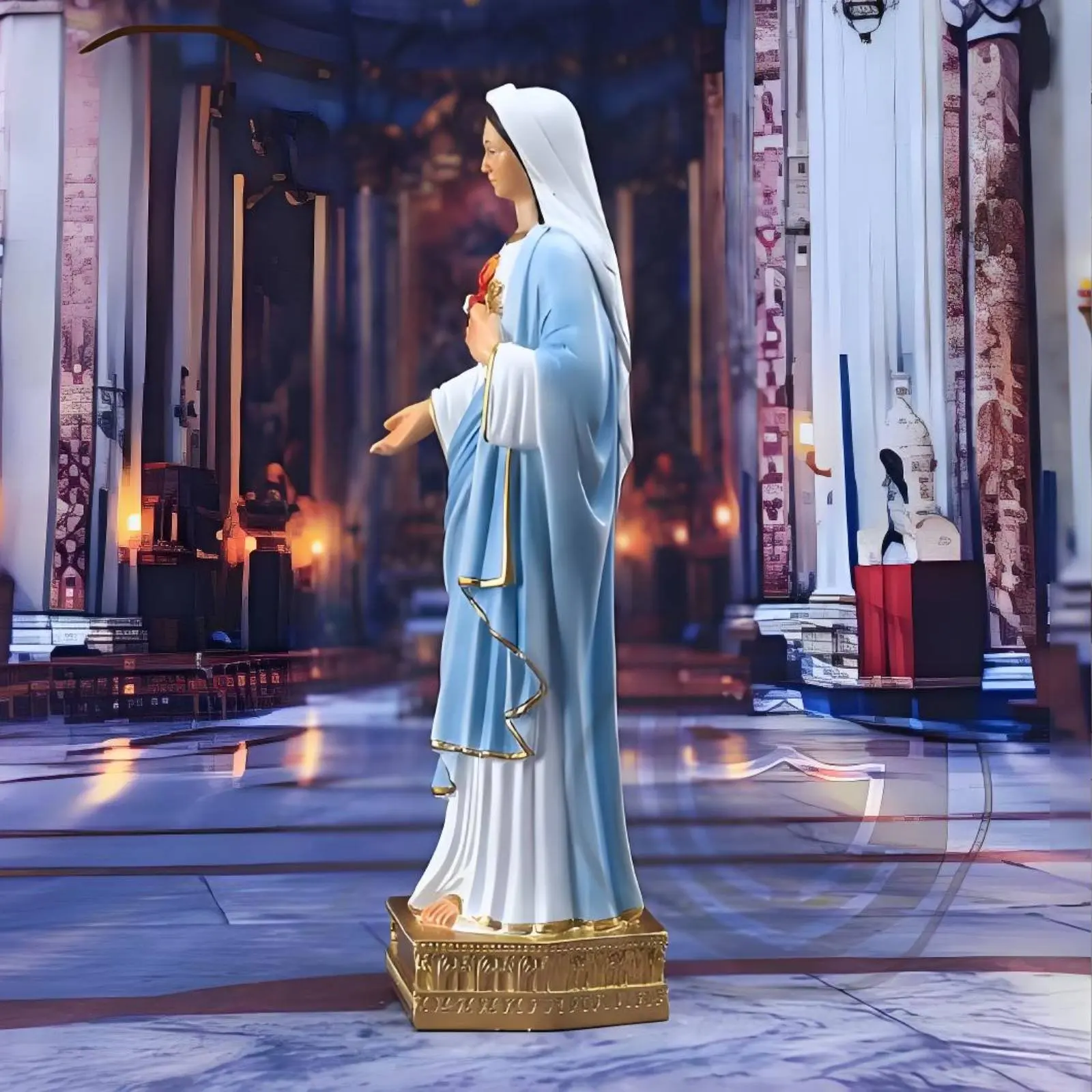 Figura Virgen María resina – Decoración hogar fácil de limpiar