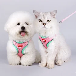 Conjunto arnés y correa de chaleco transpirable para perros y gatos