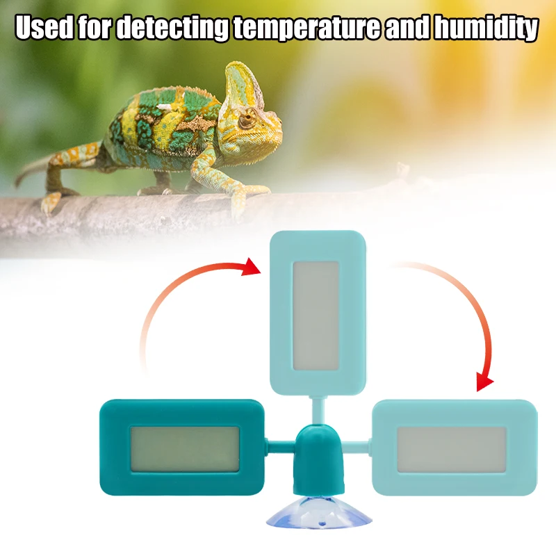 Termómetro Higrómetro Acuario 360 °   Caja de alimentación de lagartos para mascotas, temperatura Digital luminosa de succión de rotación, temperatura para reptiles - imagen 5