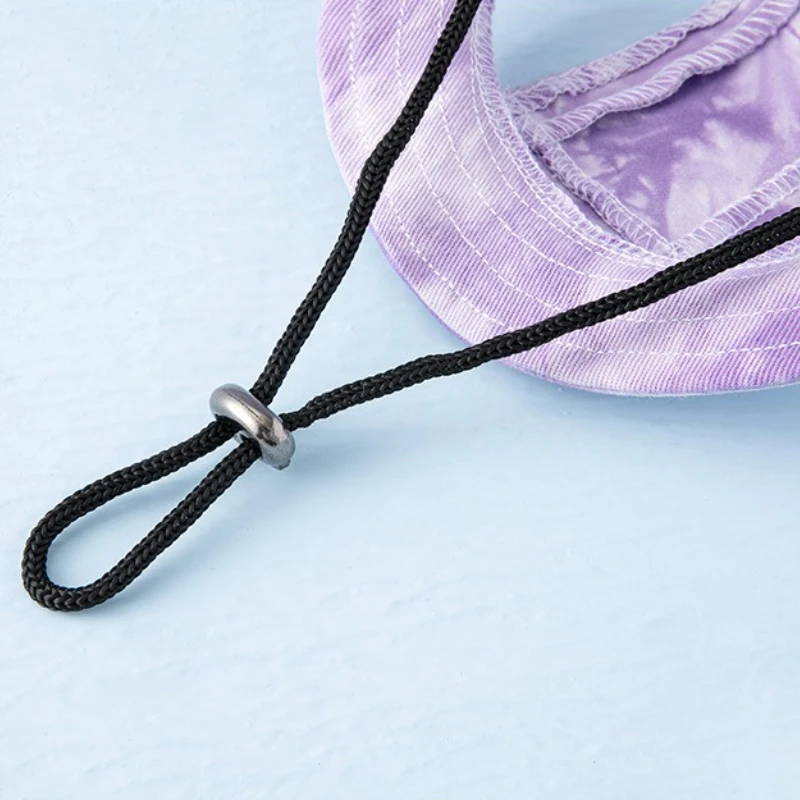 Sombreros para mascotas, gatos, perros, sombreros para el sol de verano, orejas abiertas, transpirables, cómodos y lindos, sombreros de cubo, cuellos antiestrangulantes ajustables - imagen 4